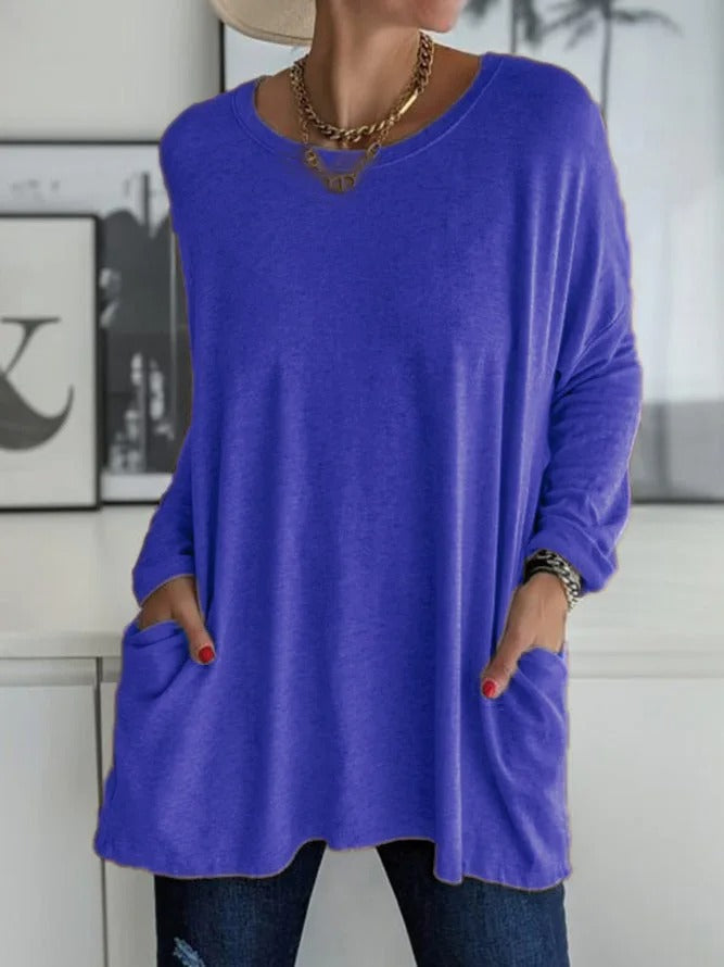 Selina | Damen Lockeres Langarmshirt