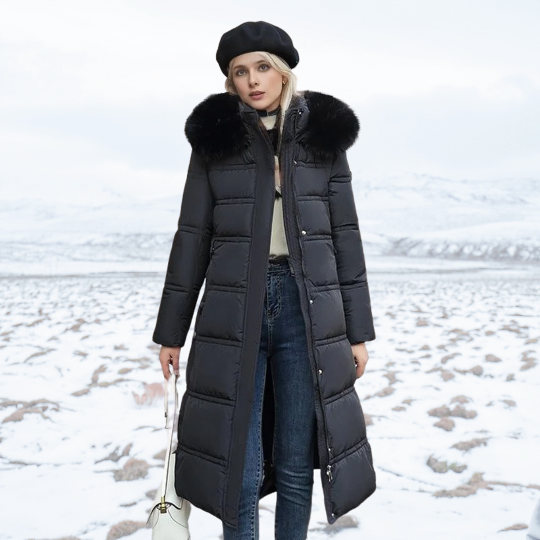 Karin | Damen Schicker Steppmantel mit Gürtel und Kapuze
