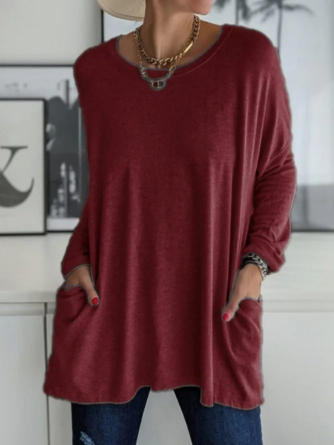 Selina | Damen Lockeres Langarmshirt