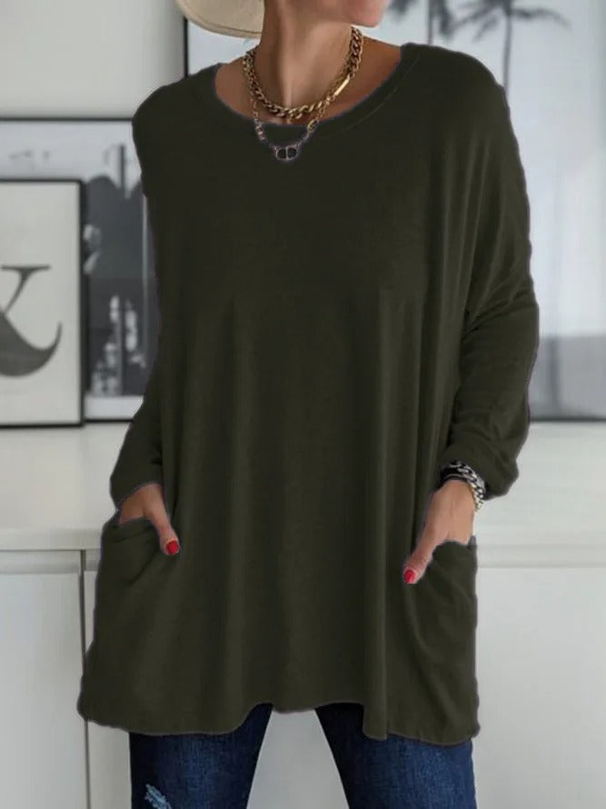 Selina | Damen Lockeres Langarmshirt