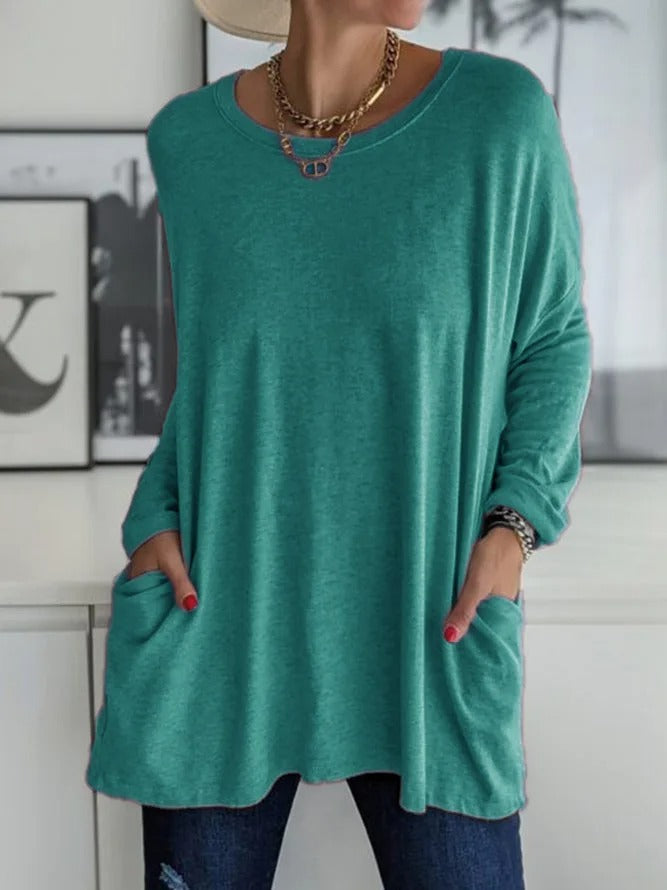 Selina | Damen Lockeres Langarmshirt