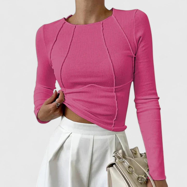 Doris | Damen Lässiges Langarmshirt, Enganliegend