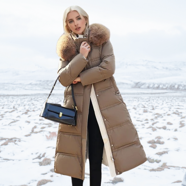 Karin | Damen Schicker Steppmantel mit Gürtel und Kapuze