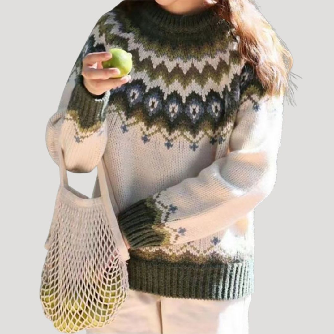 Julia | Damen Frühjahrs Gemusterter Strickpullover