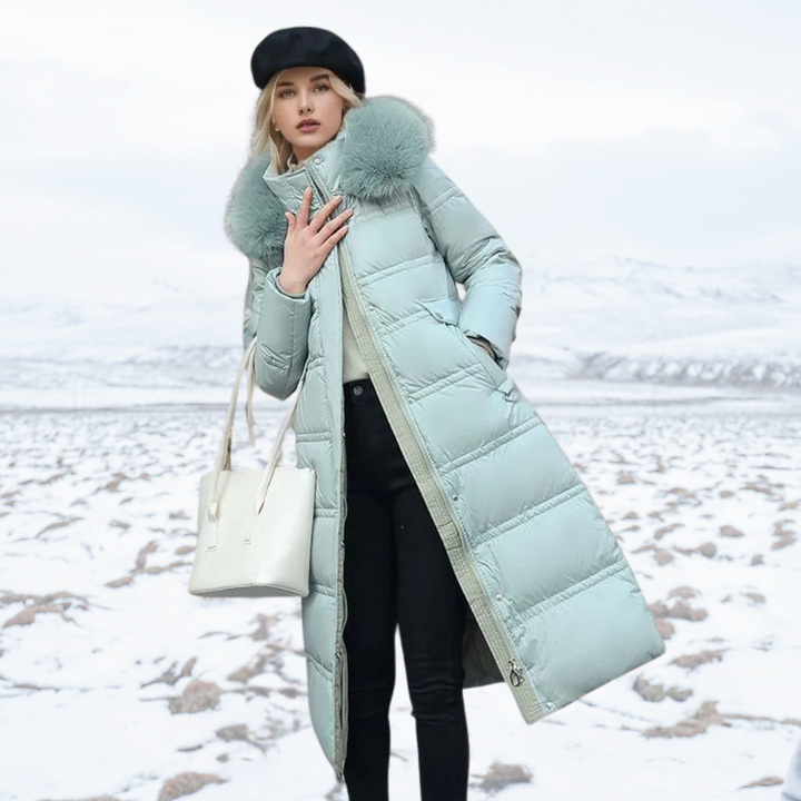 Karin | Damen Schicker Steppmantel mit Gürtel und Kapuze