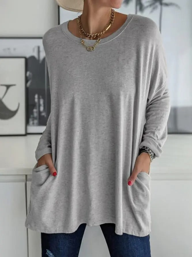 Selina | Damen Lockeres Langarmshirt
