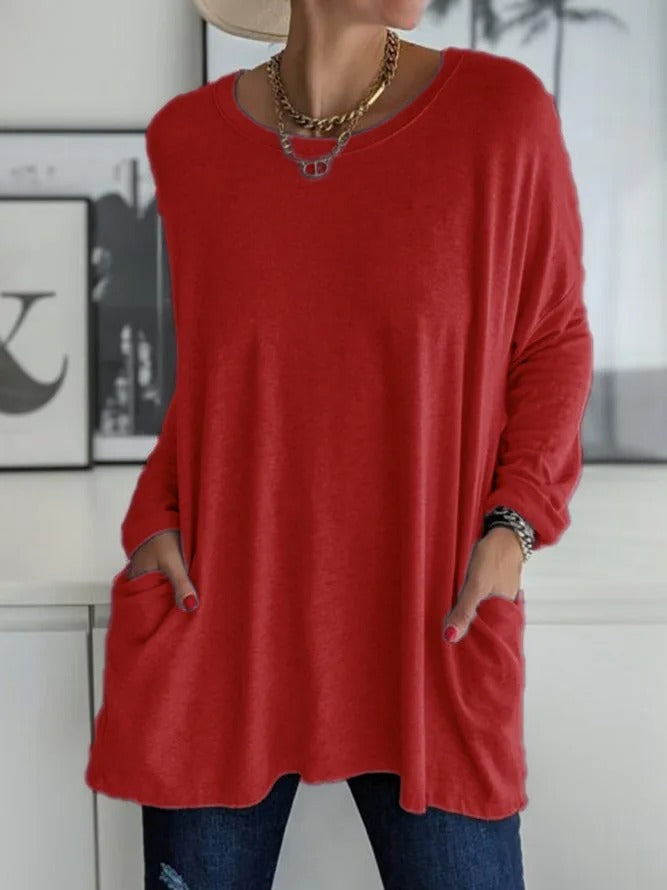 Selina | Damen Lockeres Langarmshirt