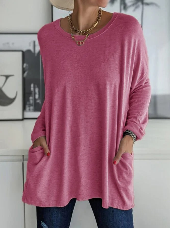 Selina | Damen Lockeres Langarmshirt