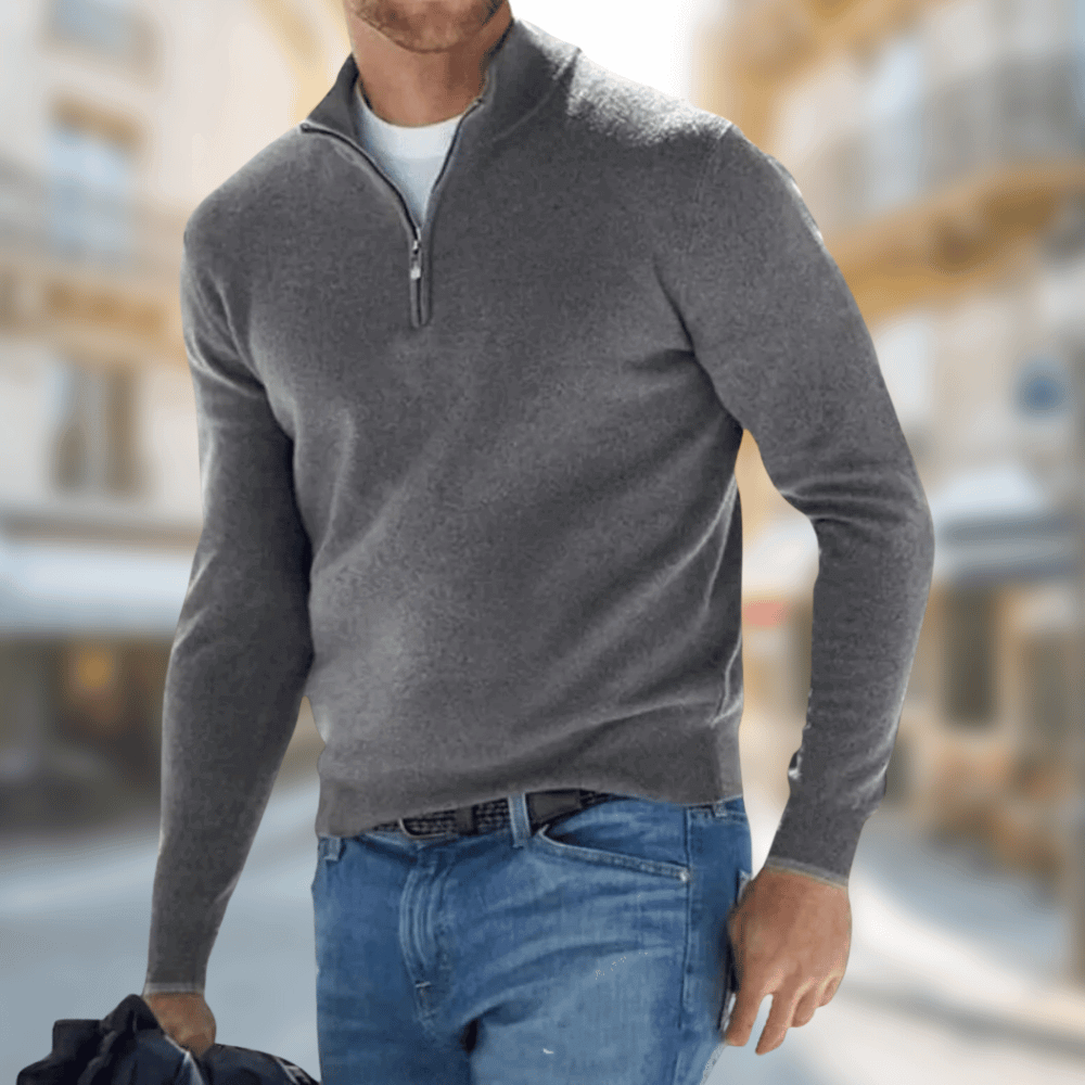 Roland | Herren Freizeitpullover mit Reißverschluss am Kragen