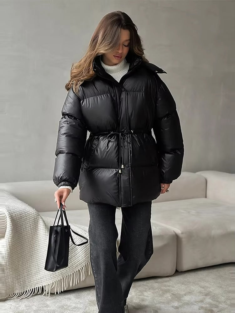 Pauline | Winter-Steppjacke für Damen mit Kordelzug und Glanzfinish