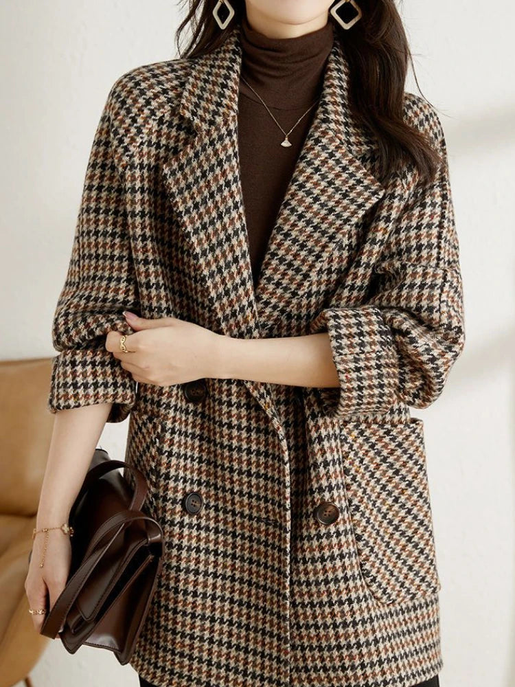 Pauline | Damen Kariertes Blazer-Jackett für den Frühling