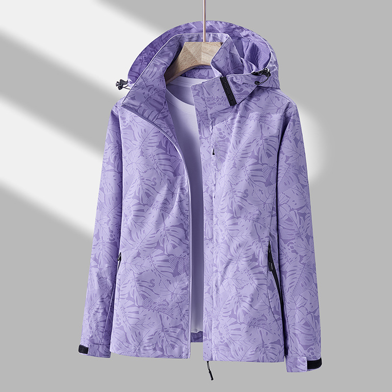 Johanna | Damen Jacke mit Kapuze und Blattmuster