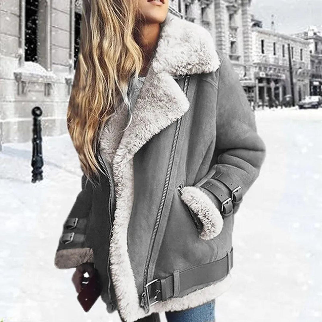 Beatrice | Damen Trendige Jacke mit Kunstfellfutter