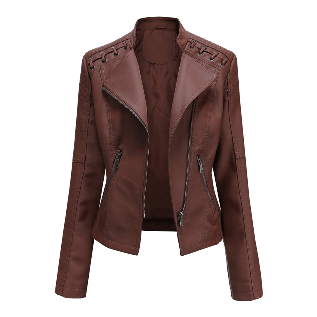 Lilian | Damen Modische Jacke mit asymmetrischem Reißverschluss