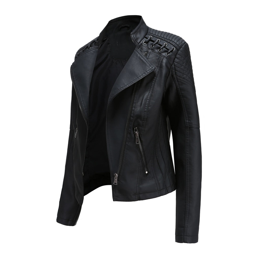 Lilian | Damen Modische Jacke mit asymmetrischem Reißverschluss