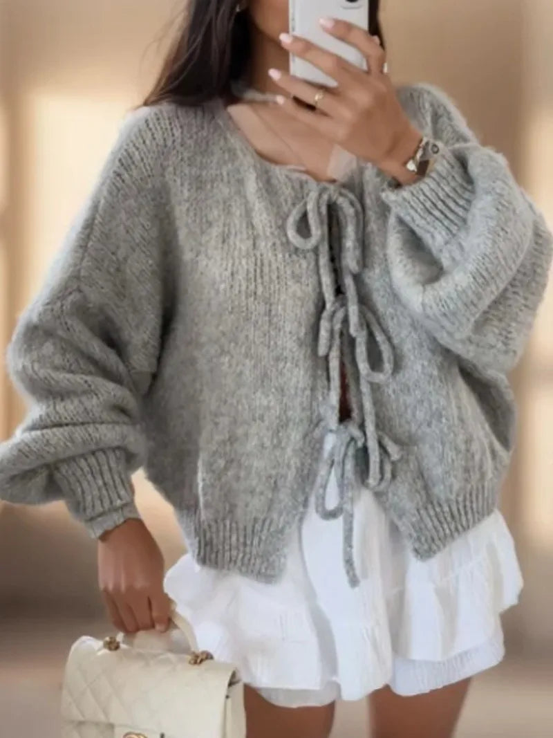 Doris | Damen Warme Strickjacke mit langen Ärmeln