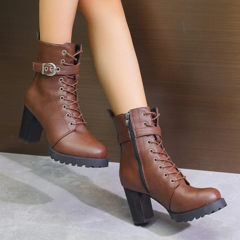 Claudia | Damen Schnürstiefeletten mit Schnallendetail