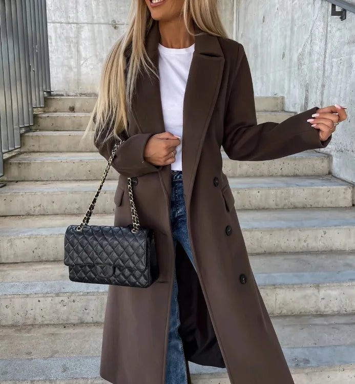 Johanna | Damen Trenchcoat mit langen Ärmeln und Knopfleiste