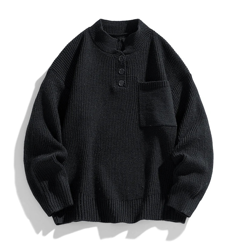 Franziska | Herren Winter-Strickpullover mit Knopfleiste
