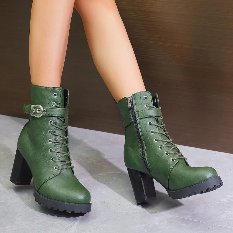 Claudia | Damen Schnürstiefeletten mit Schnallendetail