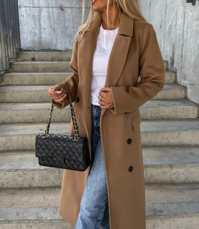 Johanna | Damen Trenchcoat mit langen Ärmeln und Knopfleiste
