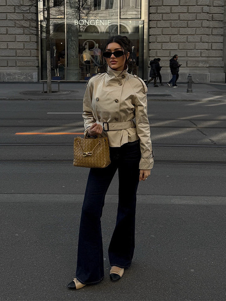 Katharina | Damen Winterjacke im Trench-Stil mit Gürtel und Doppelreihe