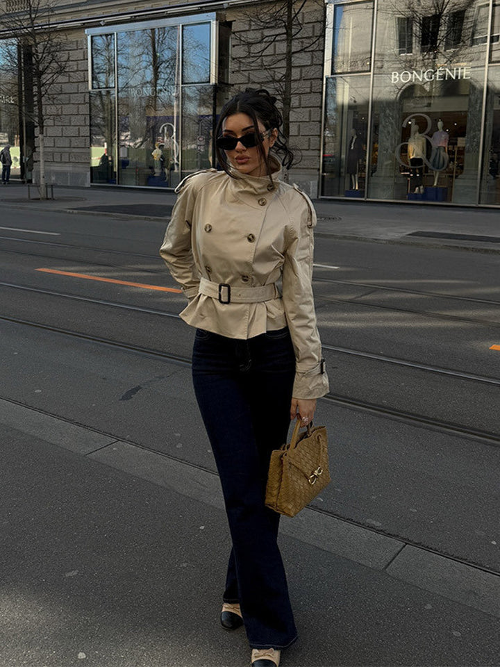 Katharina | Damen Winterjacke im Trench-Stil mit Gürtel und Doppelreihe