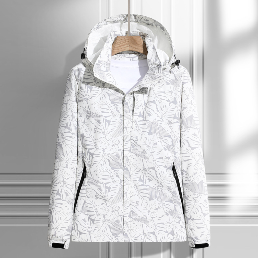 Johanna | Damen Jacke mit Kapuze und Blattmuster