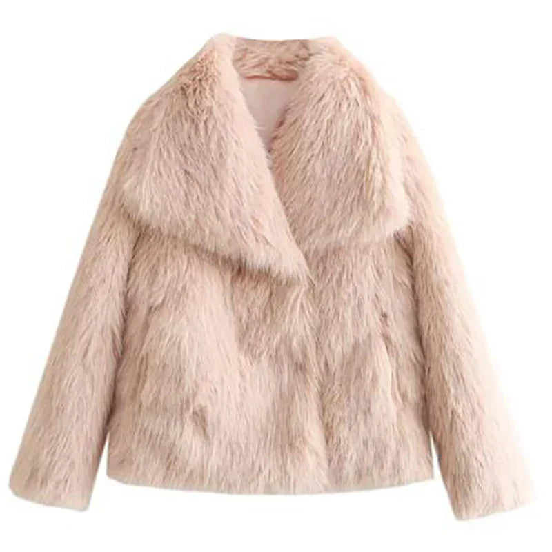 Doris | Damen Gemütliche Kurze Winterjacke aus Kunstfell