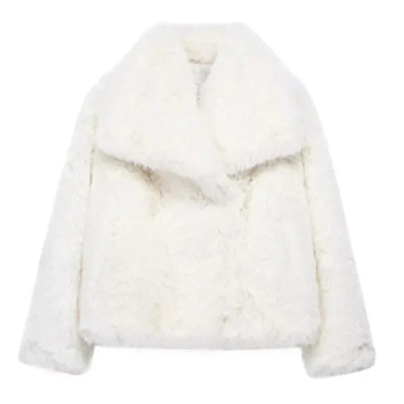 Doris | Damen Gemütliche Kurze Winterjacke aus Kunstfell