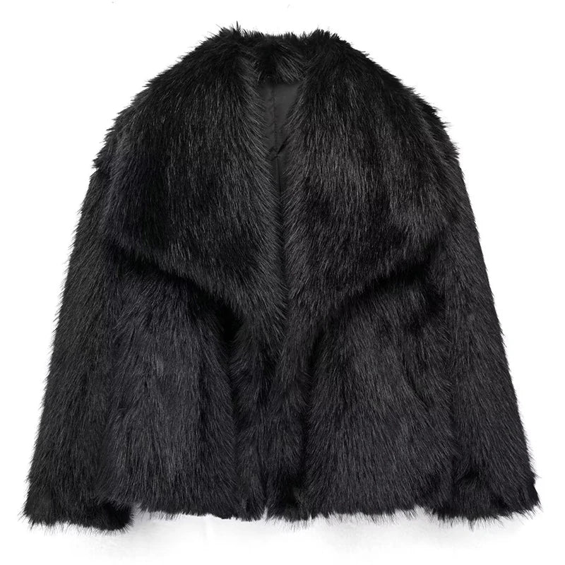 Doris | Damen Gemütliche Kurze Winterjacke aus Kunstfell
