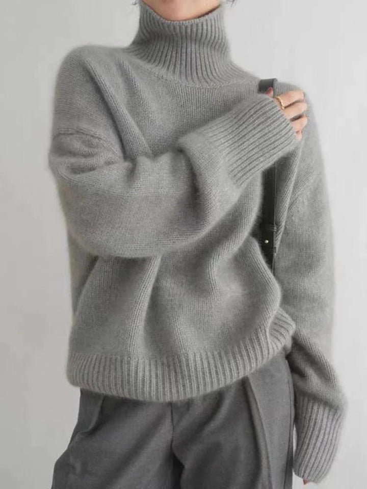 Doris | Damen Bequemer Strickpullover mit hohem Kragen