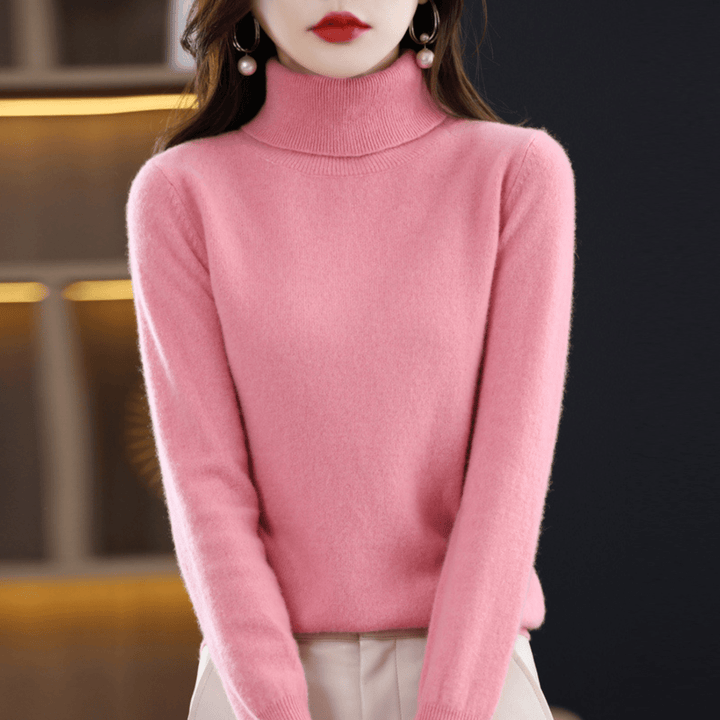 Elfriede | Damen Klassischer Warmer Strickpullover mit Rollkragen