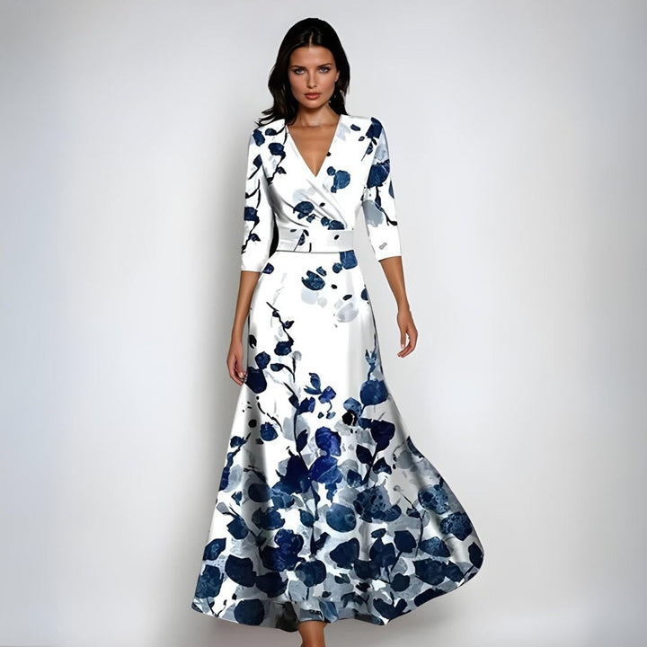 Brautmutter Kleid Geblümtes Wickel-Maxi-Kleid für Hochzeitsgäste