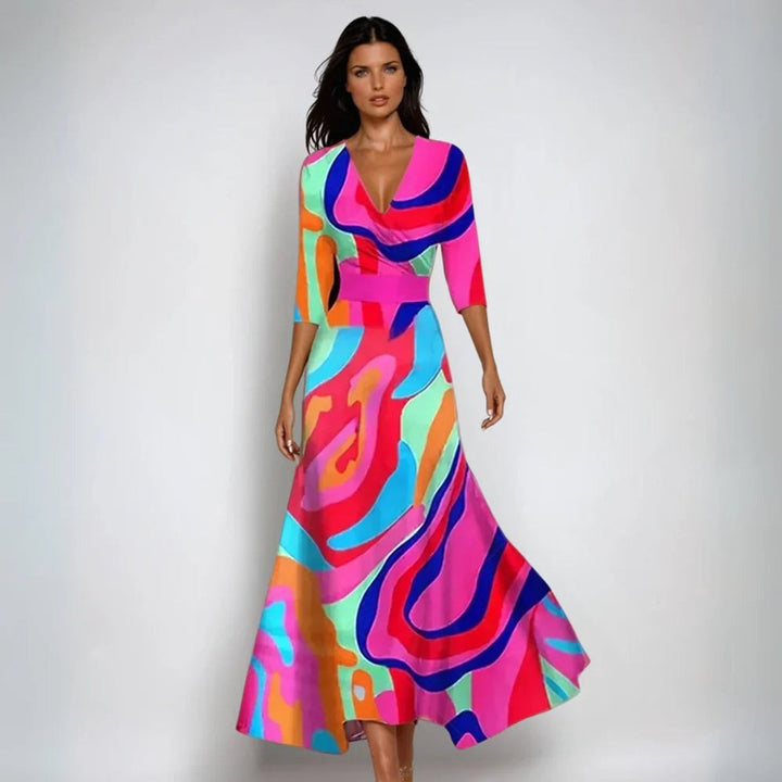 Brautmutter Kleid Geblümtes Wickel-Maxi-Kleid für Hochzeitsgäste