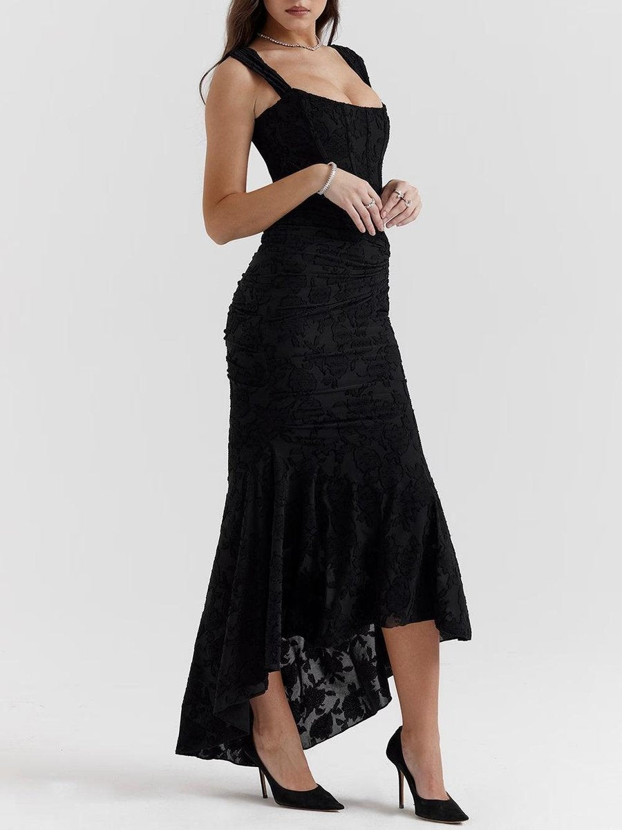 Brautmutterkleid Strukturiertes Korsett Meerjungfrau Jacquard Midikleid