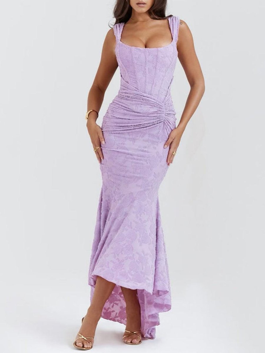 Brautmutterkleid Strukturiertes Korsett Meerjungfrau Jacquard Midikleid