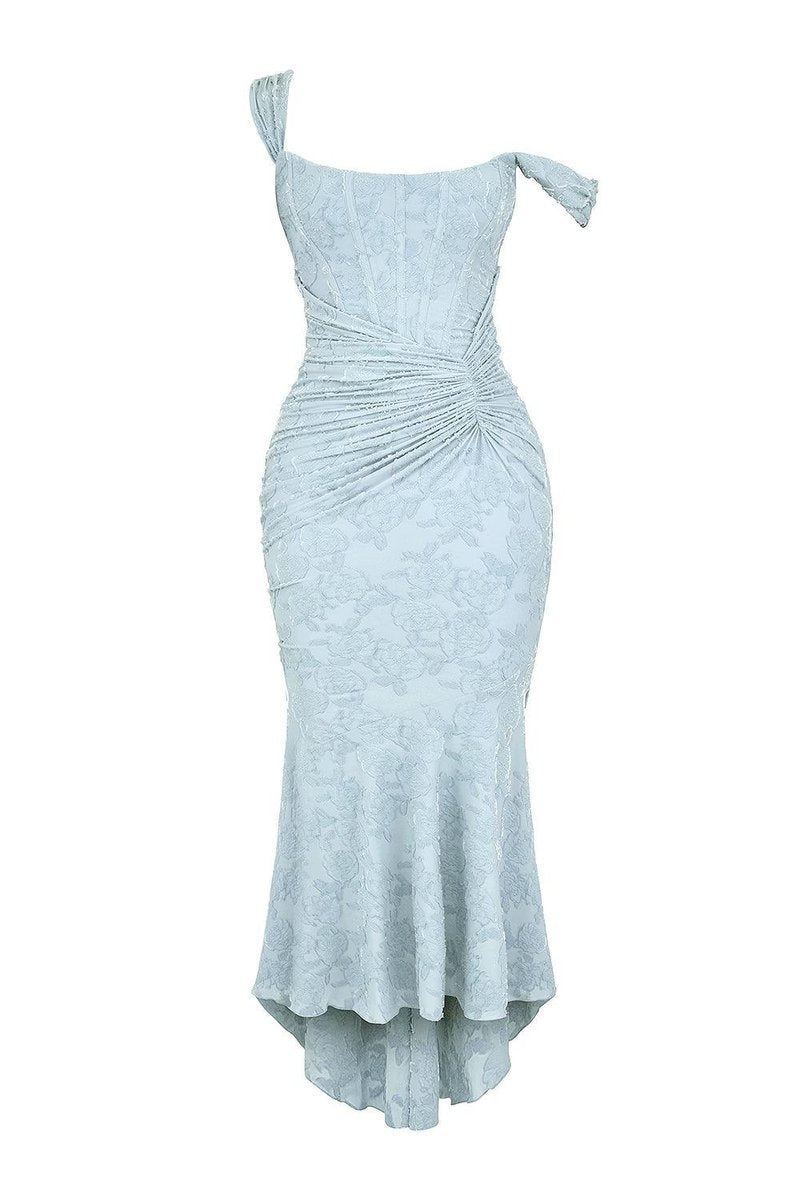 Brautmutterkleid Strukturiertes Korsett Meerjungfrau Jacquard Midikleid