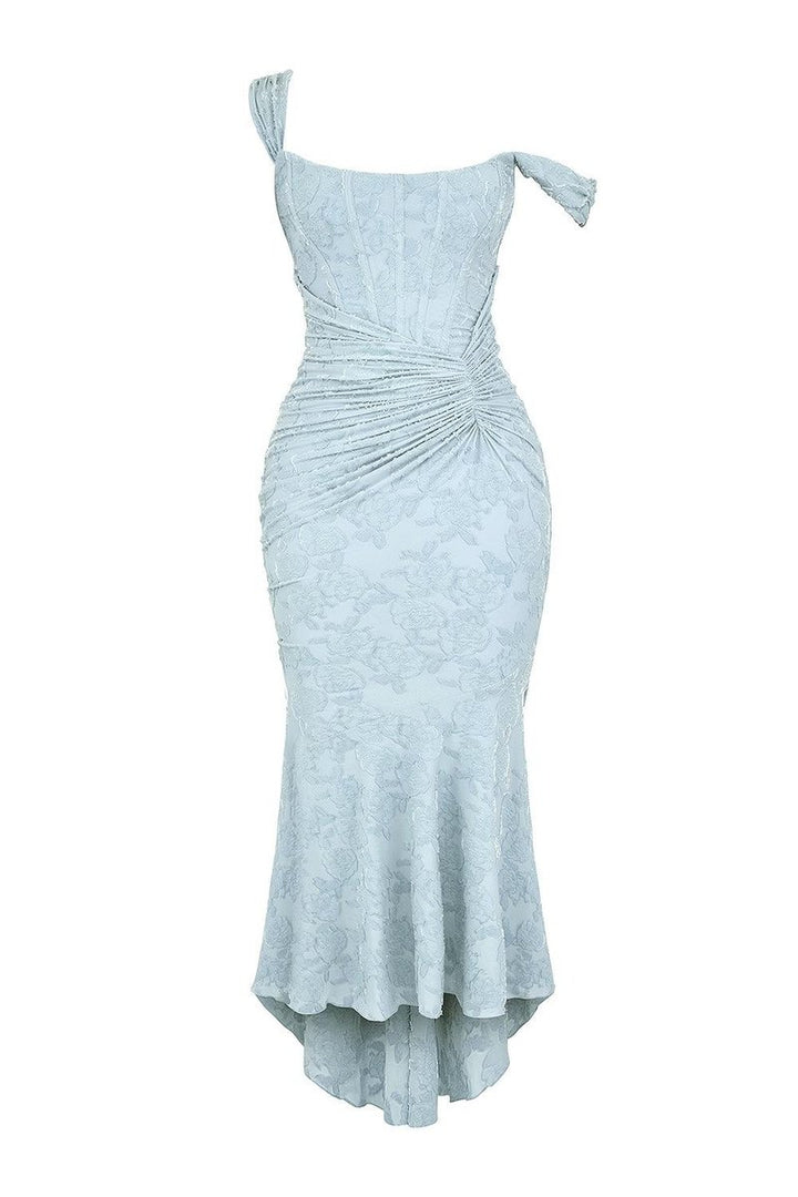 Brautmutterkleid Strukturiertes Korsett Meerjungfrau Jacquard Midikleid