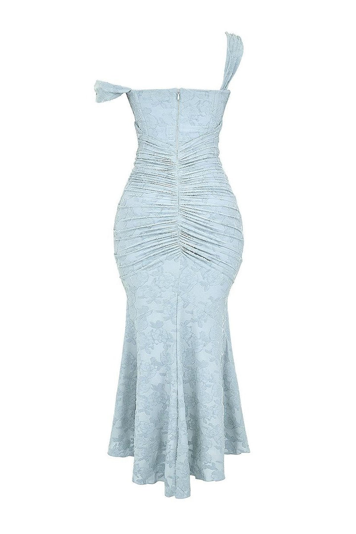 Brautmutterkleid Strukturiertes Korsett Meerjungfrau Jacquard Midikleid