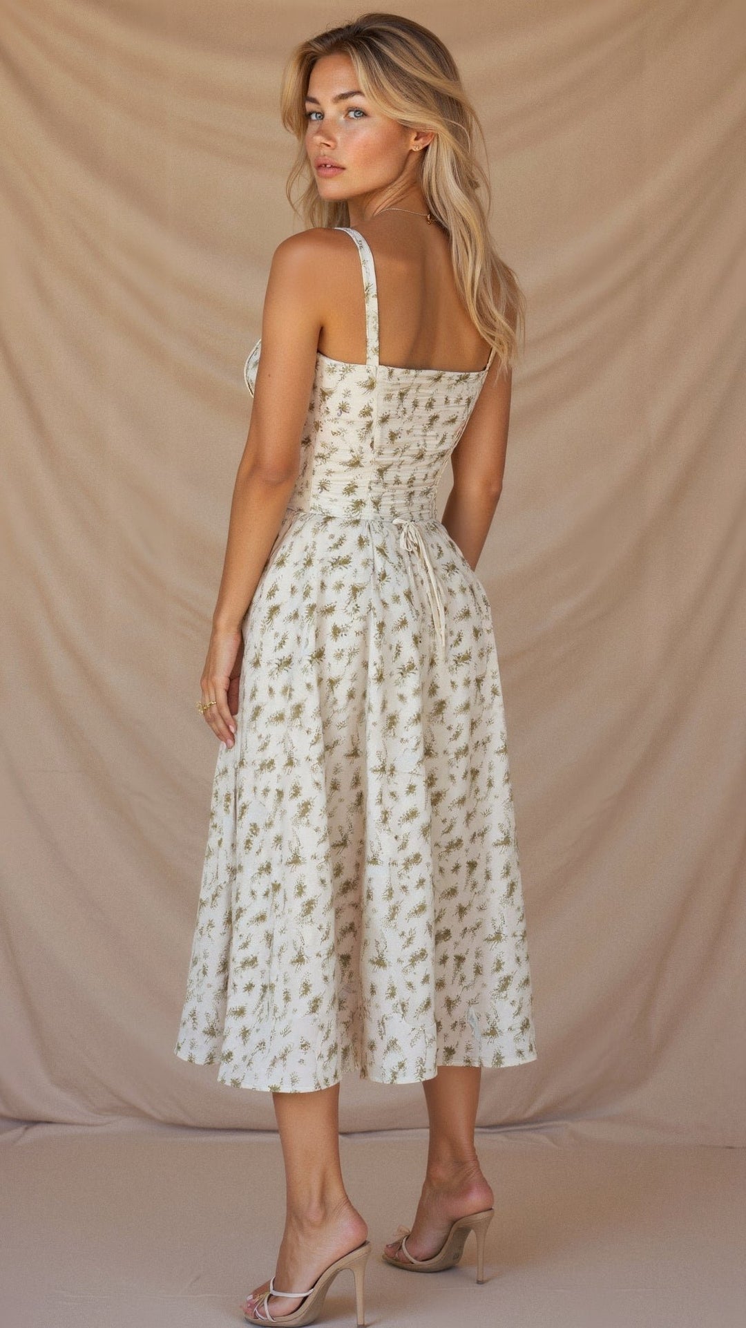Bustier Midi Kleid Blumenmuster Korsett