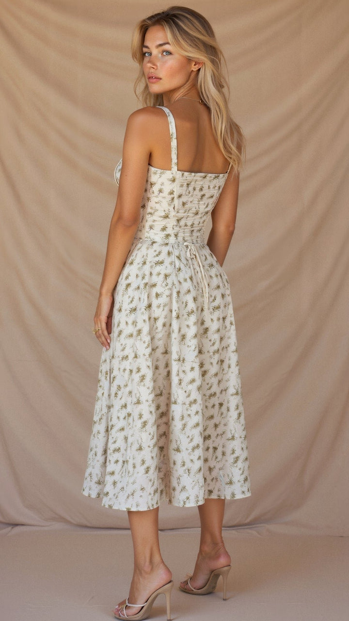 Bustier Midi Kleid Blumenmuster Korsett