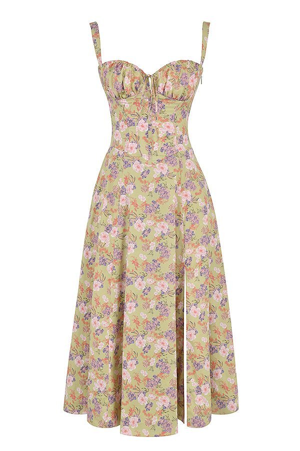 Bustier Midi Kleid Blumenmuster Korsett