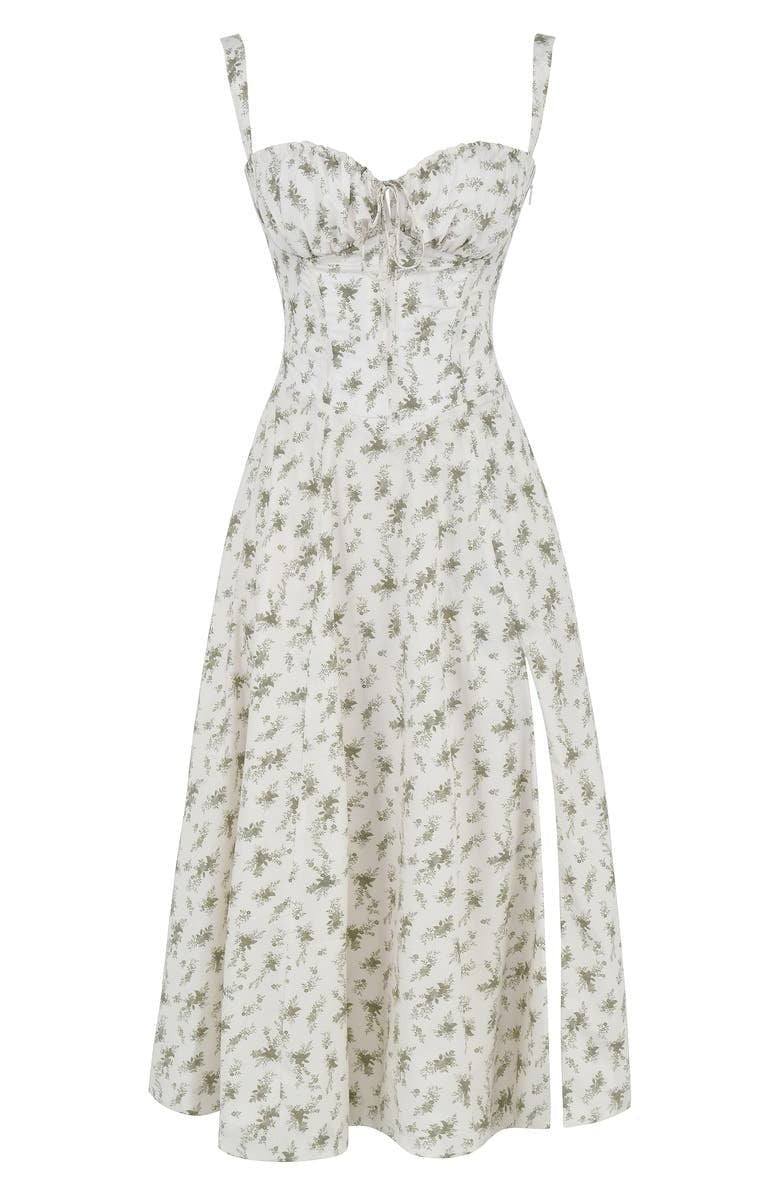 Bustier Midi Kleid Blumenmuster Korsett