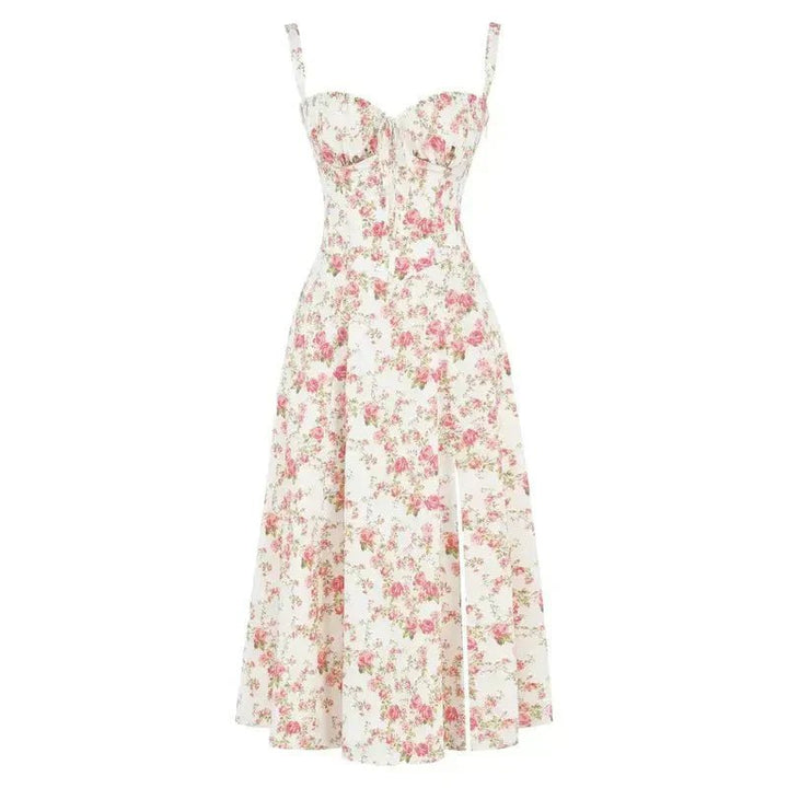 Bustier Midi Kleid Blumenmuster Korsett