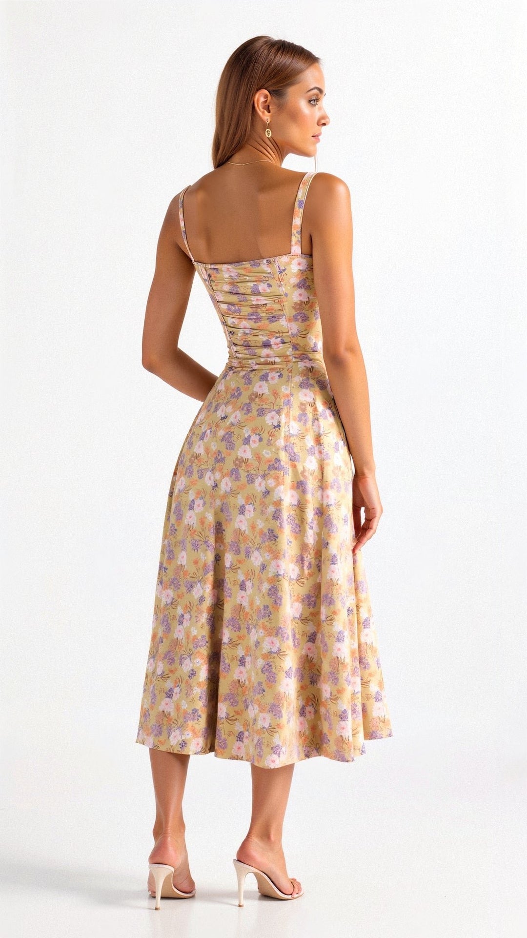 Bustier Midi Kleid Blumenmuster Korsett
