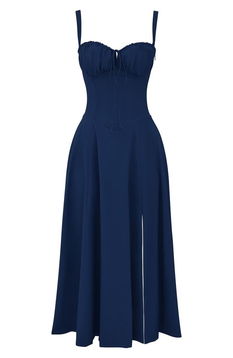 Bustier Midi Kleid Blumenmuster Korsett