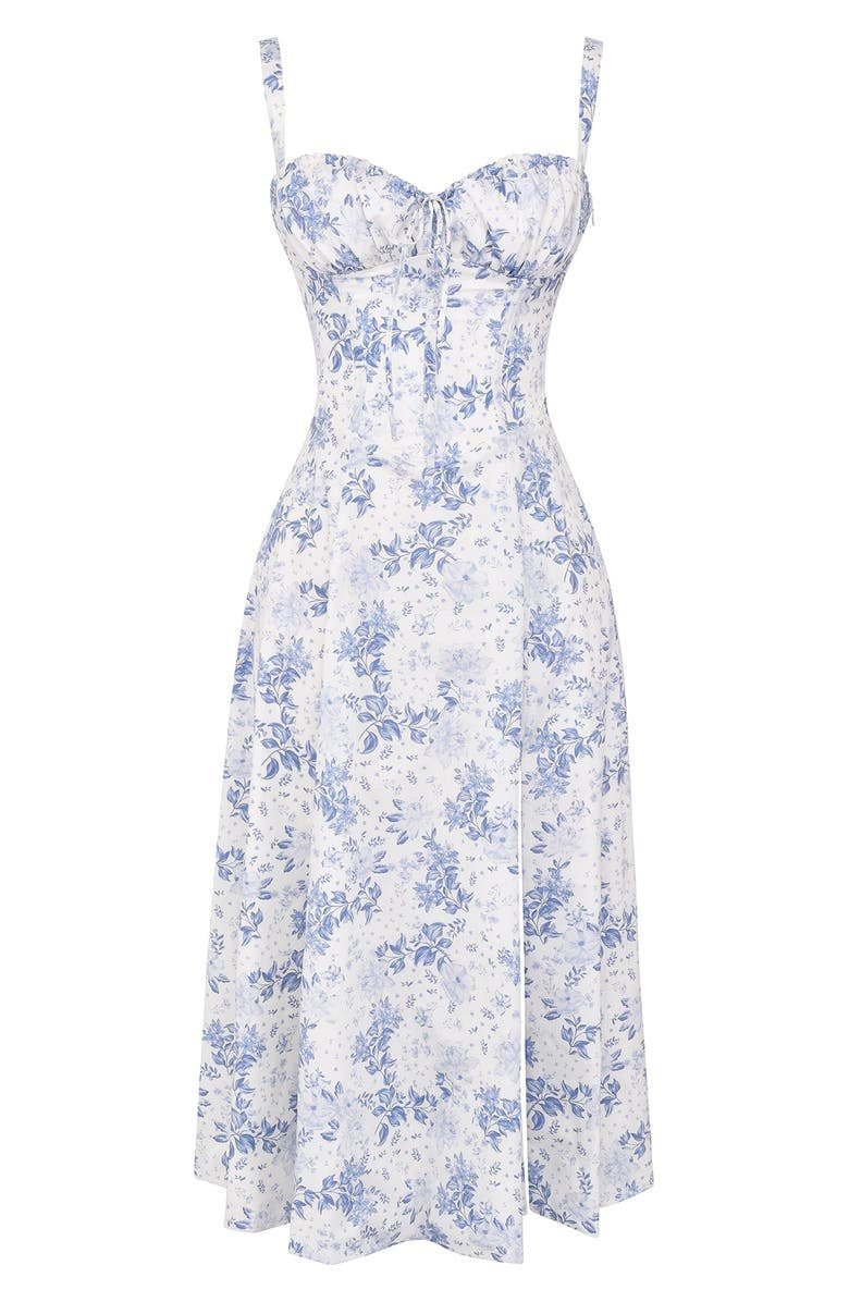 Bustier Midi Kleid Blumenmuster Korsett