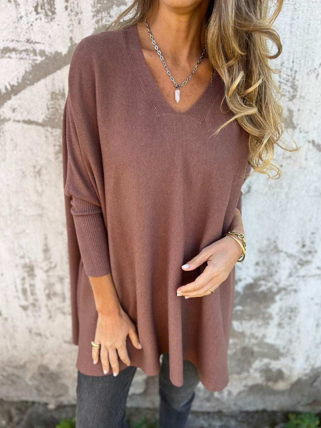 Annika | Damen Pullover mit Lockerer Passform und V-Ausschnitt