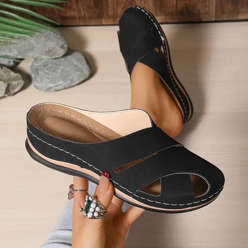 Damen Atmungsaktive Komfort Plateau Sandalen - Black
